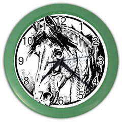 Framed Horse Color Wall Clocks by Nexatart