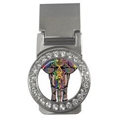 Prismatic Floral Pattern Elephant Money Clips (cz)  by Nexatart