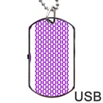 River Hyacinth Polka Circle Round Purple White Dog Tag USB Flash (Two Sides) Front