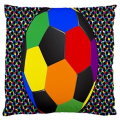 Team Soccer Coming Out Tease Ball Color Rainbow Sport Large Flano Cushion Case (two Sides) by Mariart