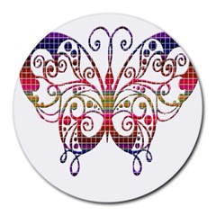 Butterfly Nature Abstract Beautiful Round Mousepads by Nexatart