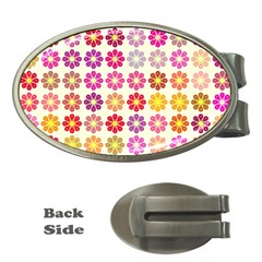 Multicolored Floral Pattern Money Clips (oval)  by linceazul