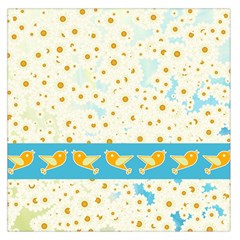 Birds And Daisies Large Satin Scarf (square) by linceazul