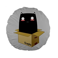 Black Cat In A Box Standard 15  Premium Flano Round Cushions by Catifornia