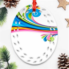 Colored Lines Rainbow Ornament (oval Filigree) by Mariart