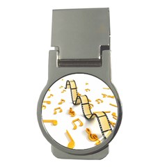 Isolated Three Dimensional Negative Roll Musical Notes Movie Money Clips (round)  by Mariart