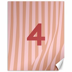 Number 4 Line Vertical Red Pink Wave Chevron Canvas 11  X 14   by Mariart