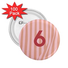 Number 6 Line Vertical Red Pink Wave Chevron 2 25  Buttons (100 Pack)  by Mariart