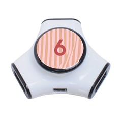 Number 6 Line Vertical Red Pink Wave Chevron 3-port Usb Hub by Mariart