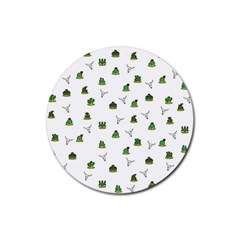 Cactus Pattern Rubber Coaster (round)  by Valentinaart