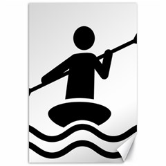 Cropped Kayak Graphic Race Paddle Black Water Sea Wave Beach Canvas 20  X 30   by Mariart