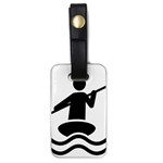 Cropped Kayak Graphic Race Paddle Black Water Sea Wave Beach Luggage Tags (One Side)  Front