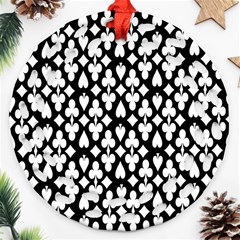 Dark Horse Playing Card Black White Ornament (round Filigree) by Mariart