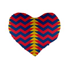 Lllustration Geometric Red Blue Yellow Chevron Wave Line Standard 16  Premium Heart Shape Cushions by Mariart