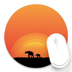 Elephant Baby Elephant Wildlife Round Mousepads by Nexatart