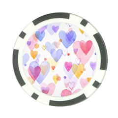 Watercolor Cute Hearts Background Poker Chip Card Guard by TastefulDesigns