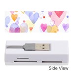 Watercolor cute hearts background Memory Card Reader (Stick)  Front