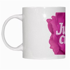 Just Cute Text Over Pink Rose White Mugs by dflcprints