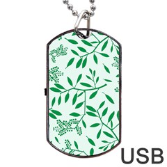 Leaves Foliage Green Wallpaper Dog Tag Usb Flash (two Sides) by Nexatart