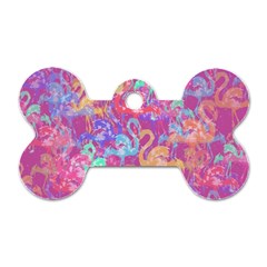 Flamingo Pattern Dog Tag Bone (two Sides) by Valentinaart