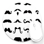 Mustache Man Black Hair Style Round Mousepads Front