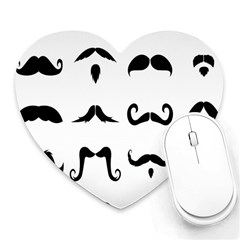 Mustache Man Black Hair Style Heart Mousepads by Mariart