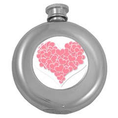 Heart Stripes Symbol Striped Round Hip Flask (5 Oz) by Nexatart