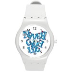 Sport Crossfit Fitness Gym Never Give Up Round Plastic Sport Watch (M) Front