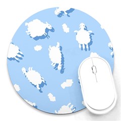 Vector Sheep Clouds Background Round Mousepads by Nexatart