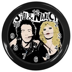 Sid And Nancy Wall Clocks (black) by Valentinaart