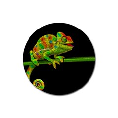 Chameleons Rubber Coaster (round)  by Valentinaart