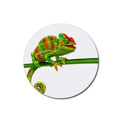 Chameleons Rubber Coaster (round)  by Valentinaart