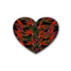 Bird Of Paradise Rubber Coaster (heart)  by Valentinaart