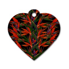 Bird Of Paradise Dog Tag Heart (two Sides) by Valentinaart