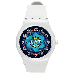 Abstract Mechanical Object Round Plastic Sport Watch (m) by linceazul