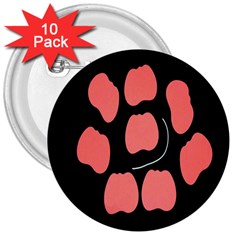 Craft Pink Black Polka Spot 3  Buttons (10 Pack)  by Mariart