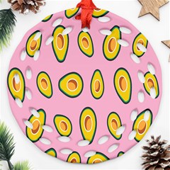 Fruit Avocado Green Pink Yellow Ornament (round Filigree) by Mariart