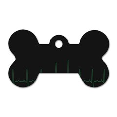 Heart Rate Line Green Black Wave Chevron Waves Dog Tag Bone (one Side) by Mariart