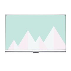 Montain Blue Snow Chevron Wave Pink Business Card Holders by Mariart