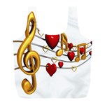 Music Notes Heart Beat Full Print Recycle Bags (L)  Back