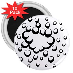 Splash Bubble Black White Polka Circle 3  Magnets (10 Pack)  by Mariart