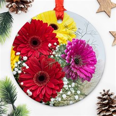 Flowers Gerbera Floral Spring Ornament (round) by Nexatart