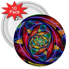 Eye Of The Rainbow 3  Buttons (10 Pack)  by WolfepawFractals