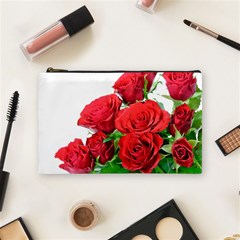 A Bouquet Of Roses On A White Background Cosmetic Bag (medium)  by Nexatart