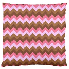 Shades Of Pink And Brown Retro Zigzag Chevron Pattern Large Flano Cushion Case (two Sides) by Nexatart