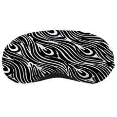 Digitally Created Peacock Feather Pattern In Black And White Sleeping Masks by Nexatart