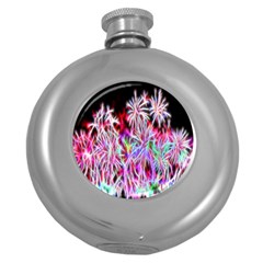 Fractal Fireworks Display Pattern Round Hip Flask (5 Oz) by Nexatart