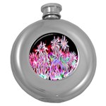 Fractal Fireworks Display Pattern Round Hip Flask (5 oz) Front