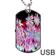 Fractal Fireworks Display Pattern Dog Tag Usb Flash (two Sides) by Nexatart