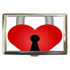 Heart Padlock Red Love Cigarette Money Cases by Mariart